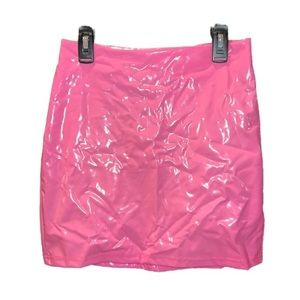 Faux Leather Pink Mini Skirt